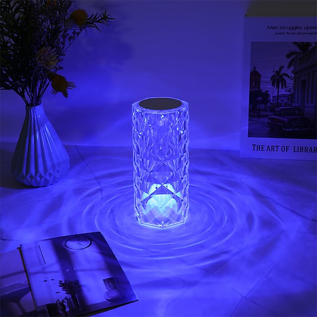 rose diamond crystal led lamp sparkling night light shimmering acrylic lamp aesthetic LED light table lamp roomtery