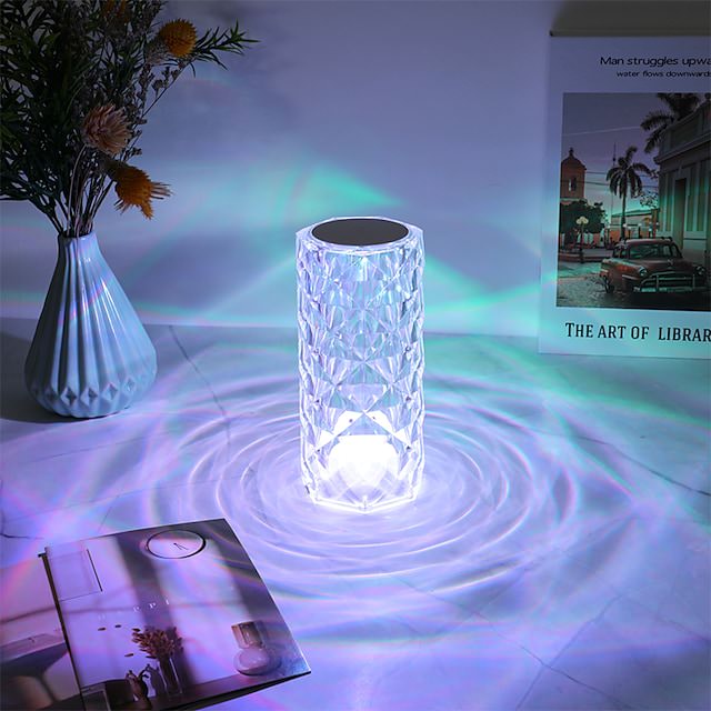 rose diamond crystal led lamp sparkling night light shimmering acrylic lamp aesthetic LED light table lamp roomtery