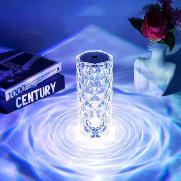 rose diamond crystal led lamp sparkling night light shimmering acrylic lamp aesthetic LED light table lamp roomtery