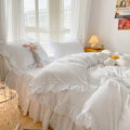 shining lace trip and ruffles soft girl aesthetic bedding set bed linens roomtery