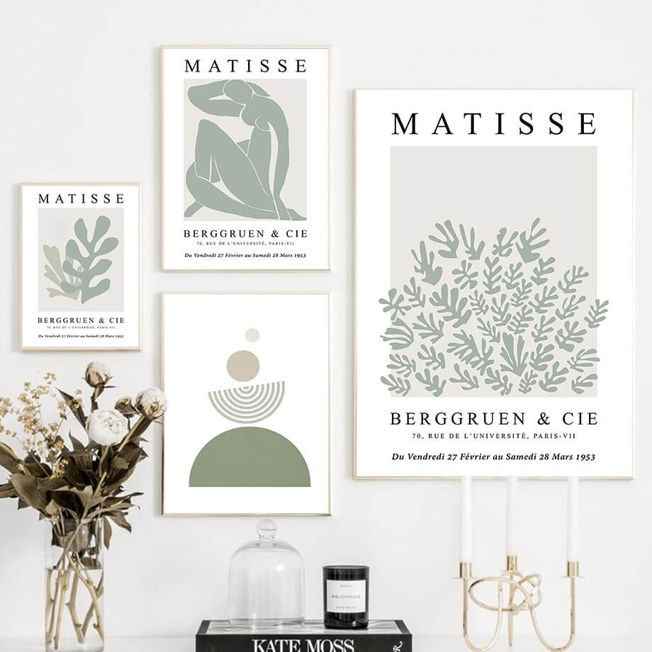sage green matisse gallery wall art aesthetic canvas posters roomtery