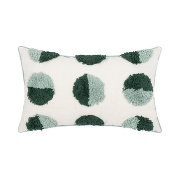 Sage Green Circles Tufted Cushion Cover