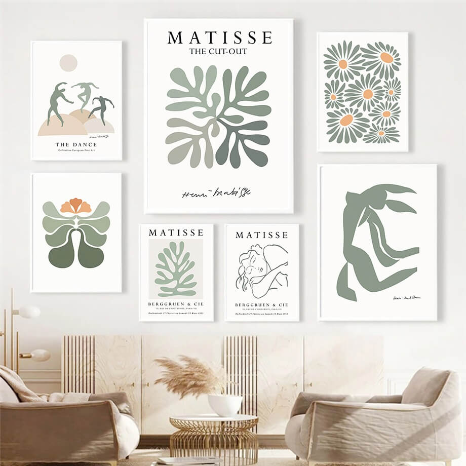 sage green aesthetic posters matisse gallery wall art roomtery