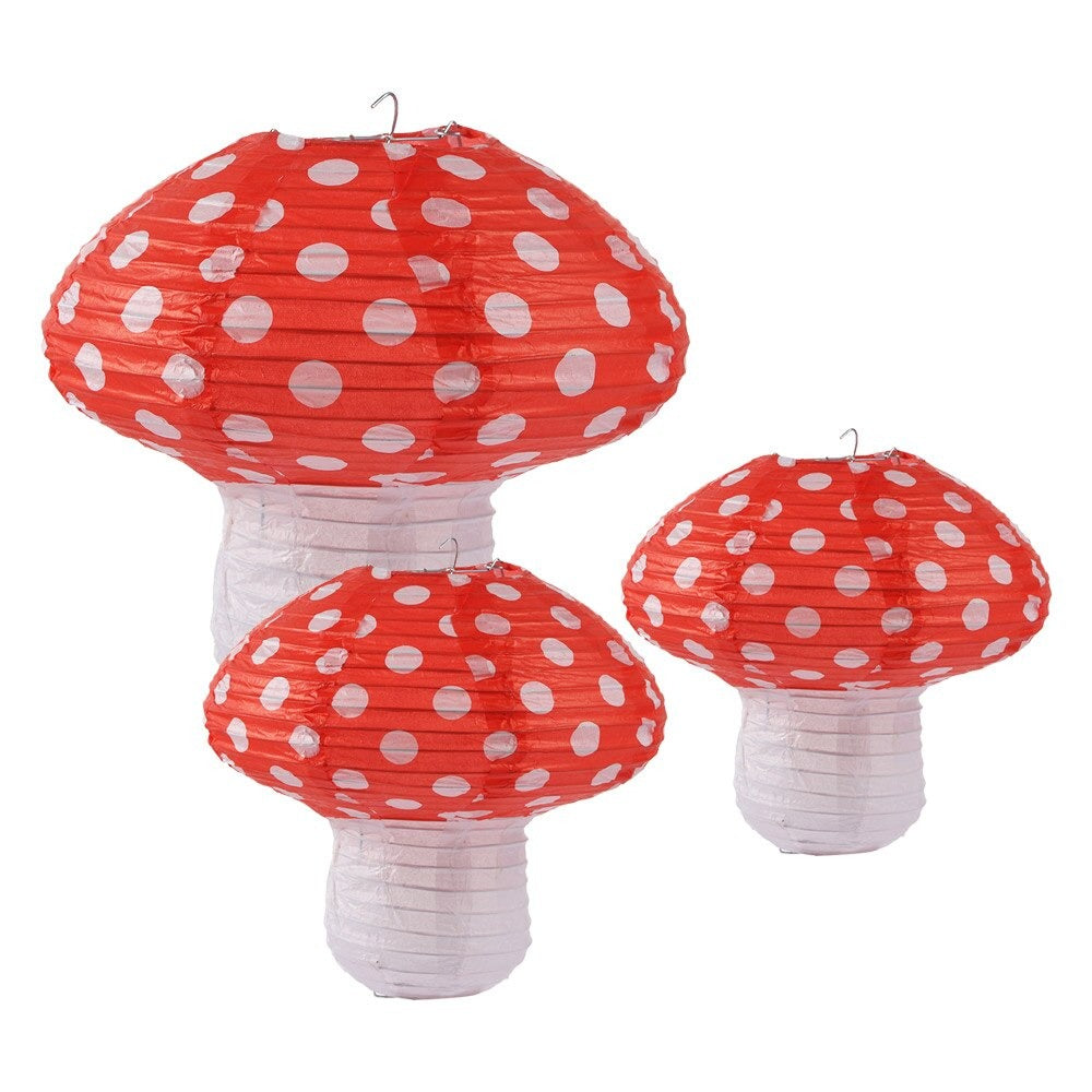 6 Red White Mushrooms Artificial Fake Fairy Garden Mushrooms
