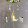amethyst crystal suncatcher with moon and quartz pendants fairycore aesthetic light catcher roomtery