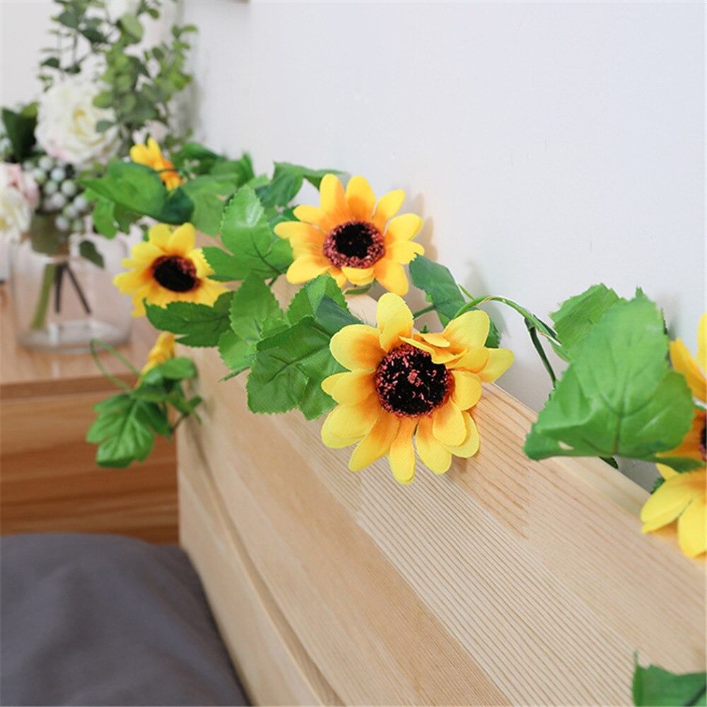 sunflower artificial flower vine fairy lights string light set art hoe aesthetic decor roomtery