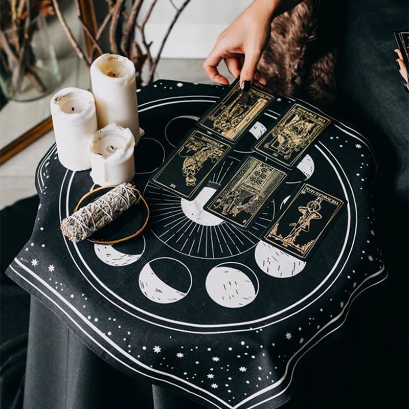 tarot cards table cloth moon phases aesthetic wall hanging tapestry altar cloth roomtery