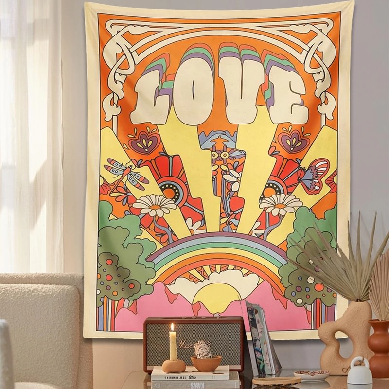 love letters 70s style indie aesthetic wall tapestry roomtery