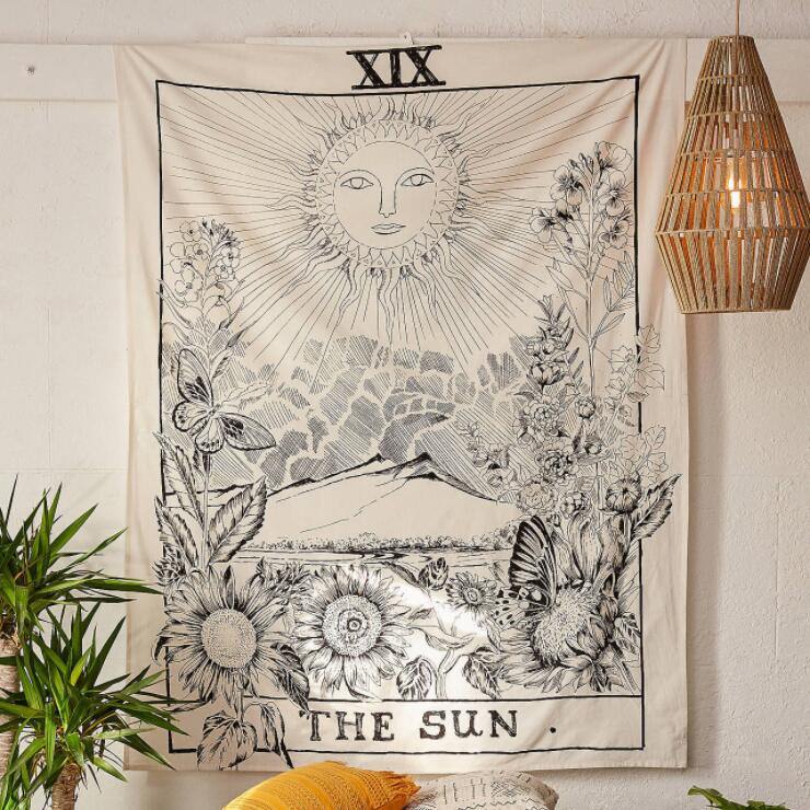 the sun tarot tapestry aesthetic wall hanging decor roomtery