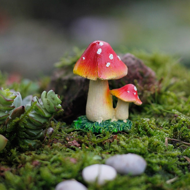 Mushroom Figurines Fairy Garden Decor - Miniature Mushrooms Statue