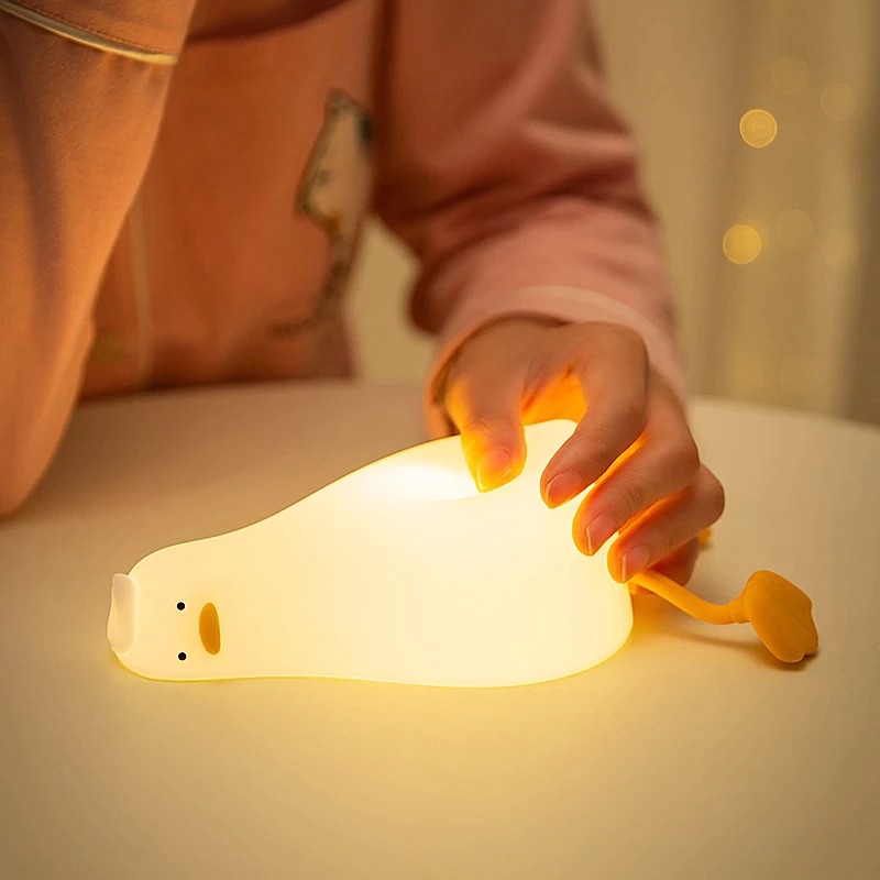 silicon rubber warm white night light duck lamp kawaii korean aesthetic room decor roomtery