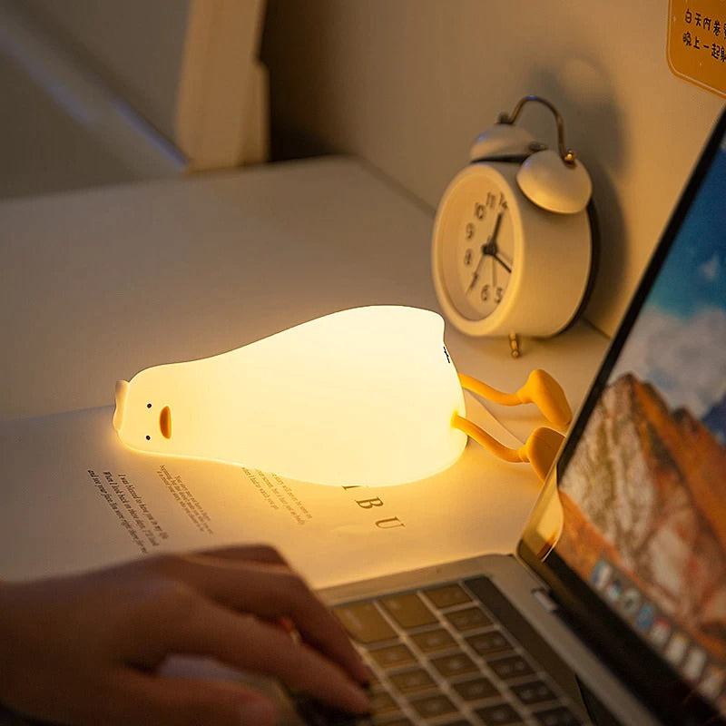 silicon rubber warm white night light duck lamp kawaii korean aesthetic room decor roomtery