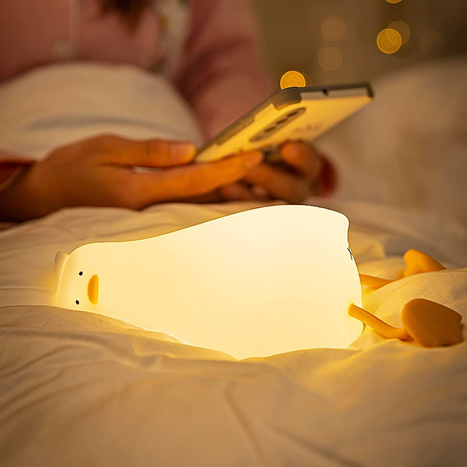 silicon rubber warm white night light duck lamp kawaii korean aesthetic room decor roomtery