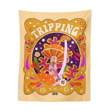 70s vintage tripping mushrooms indie aesthetic room tapestry roomtery