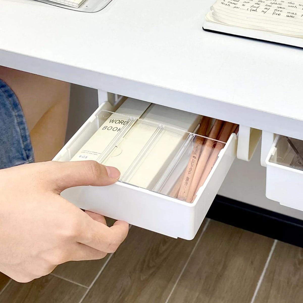 under table stationary and cosmetics storage invisible drawer roomtery