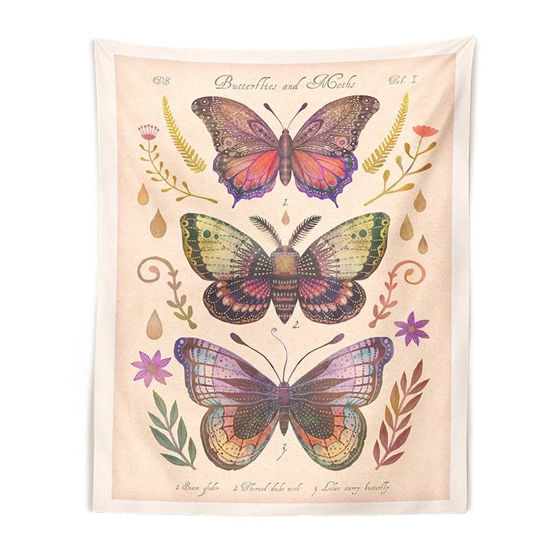 vintage butterflies cottagecore aesthetic wall decor tapestry wall art print roomtery