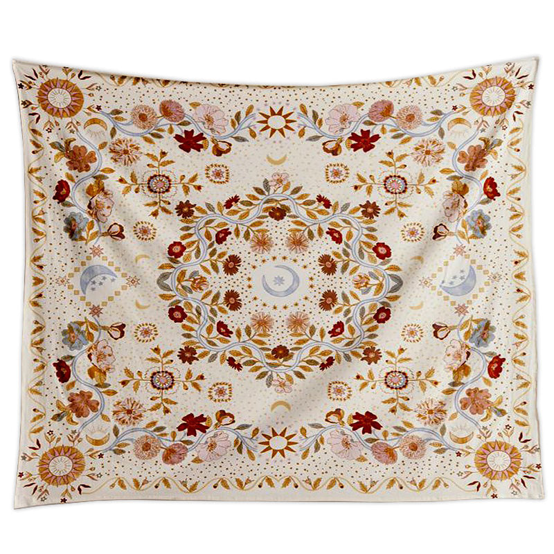 vintage floral botanical motifs mandala moon tapestry roomtery