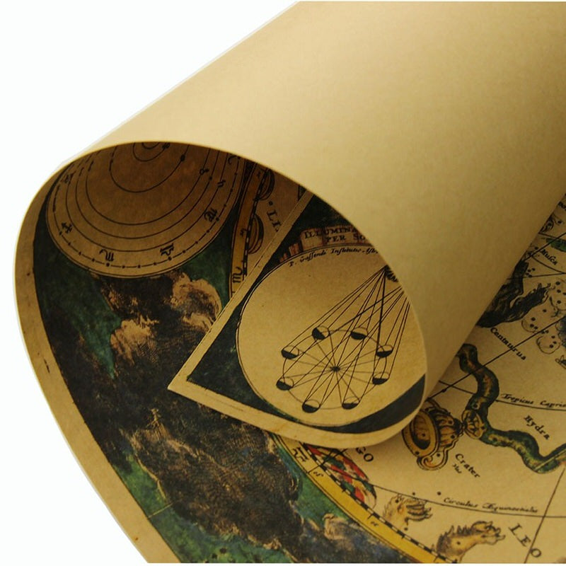 vintage retro zodiac constellation astrology map paper poster roomtery