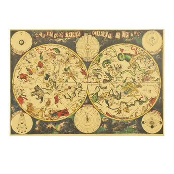 vintage retro zodiac constellation astrology map paper poster roomtery