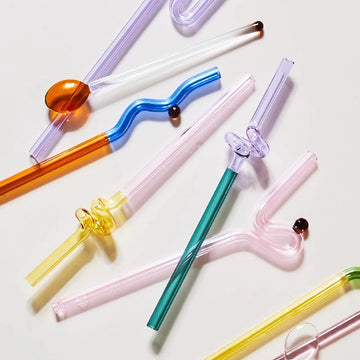 Pastel Glass Wavy Straws