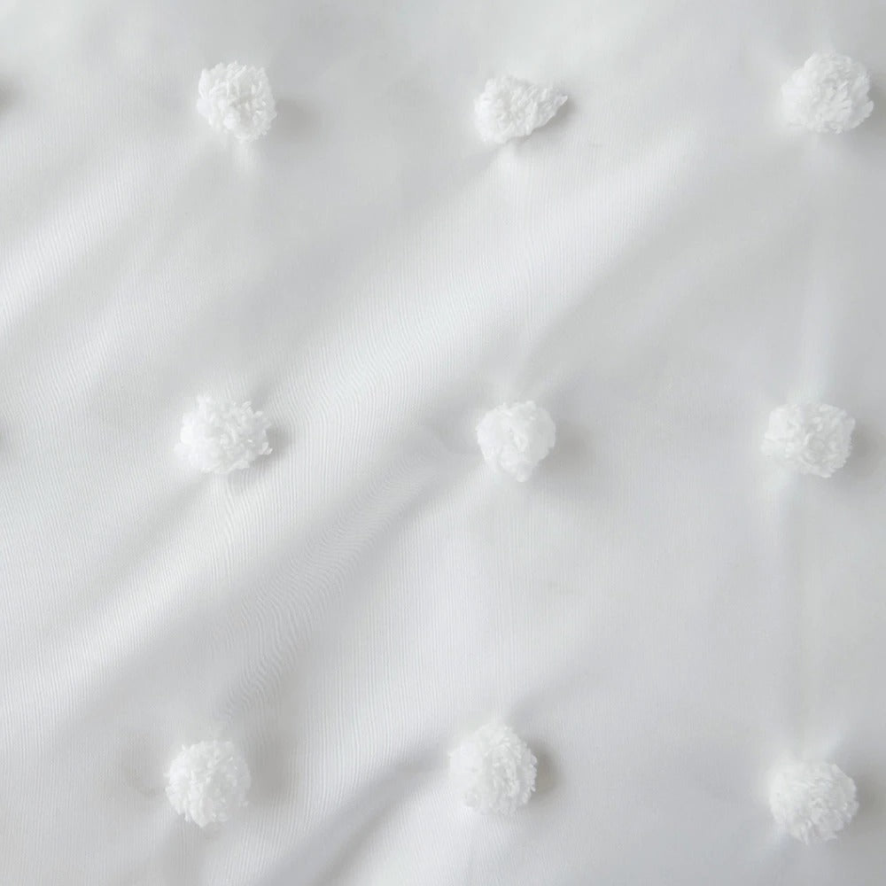 white plush tassels soft aesthetic bedroom bedding set roomtery