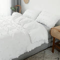 white plush tassels soft aesthetic bedroom bedding set roomtery