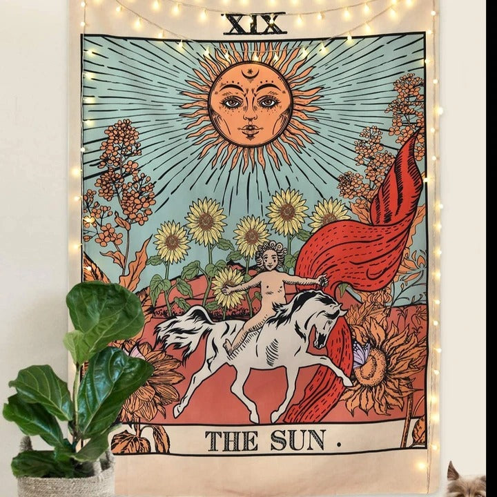 witch room aesthetic decor the sun tarot tapestry roomtery