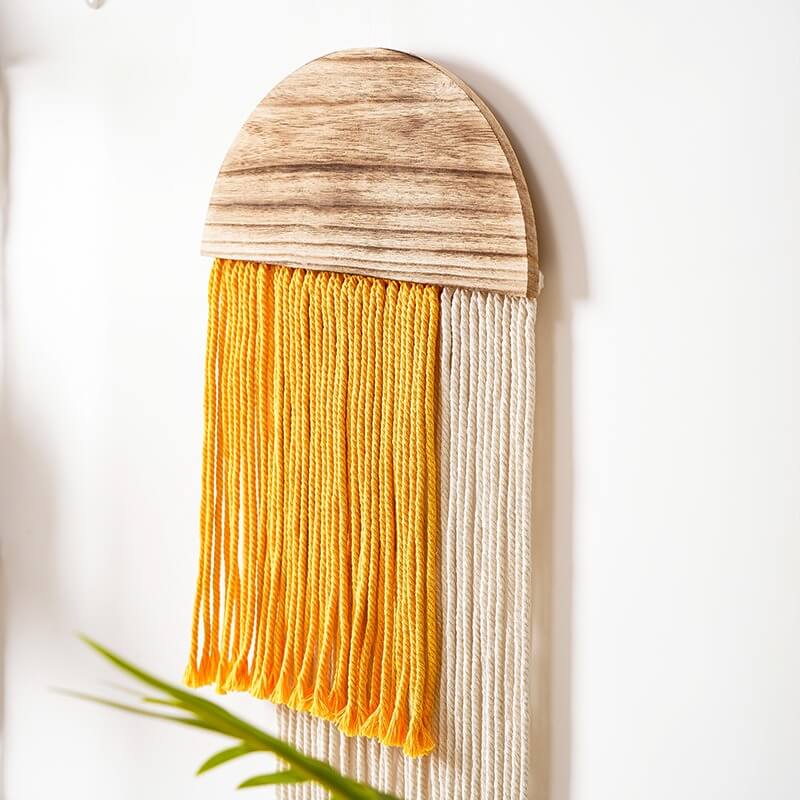wooden macrame semicircle aesthetic wall hanging decor