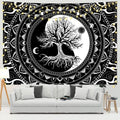 yin yang black white tree if life aesthetic wall hanging decor tapestry roomtery