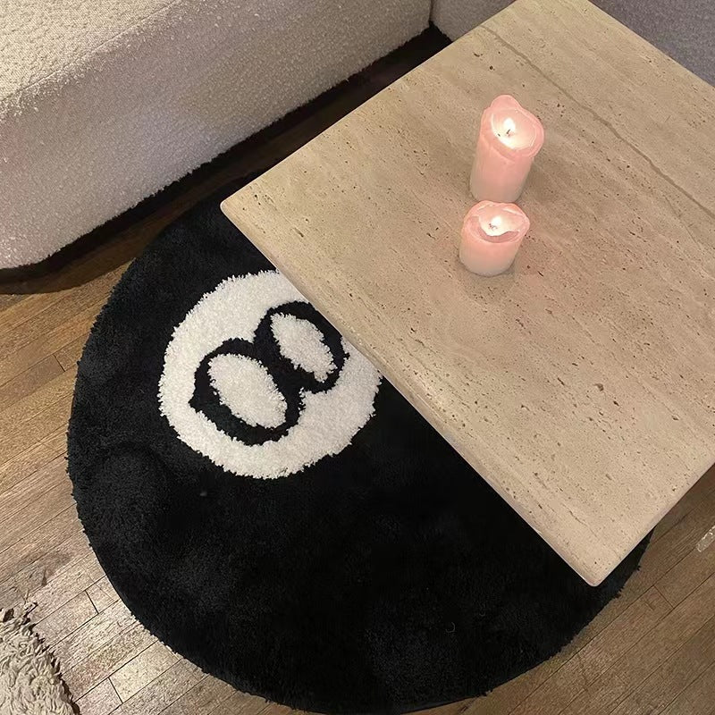 the 8 ball black round aesthetic grunge accent rug roomtery