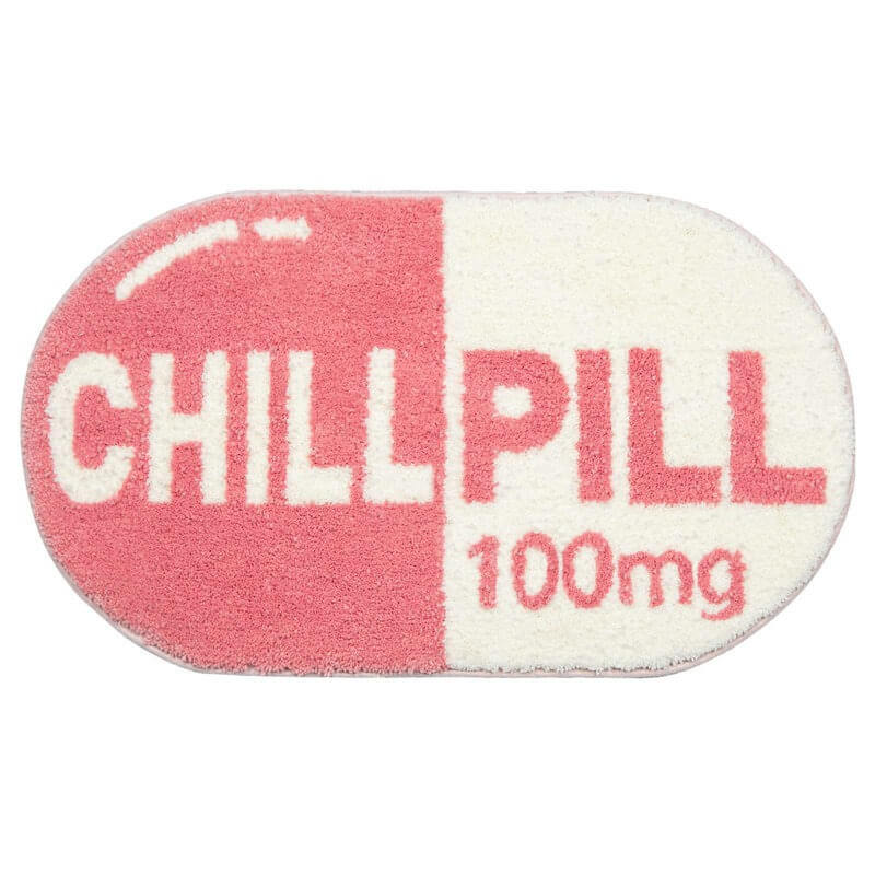 chill pill shaped print pink accent rug roomtery