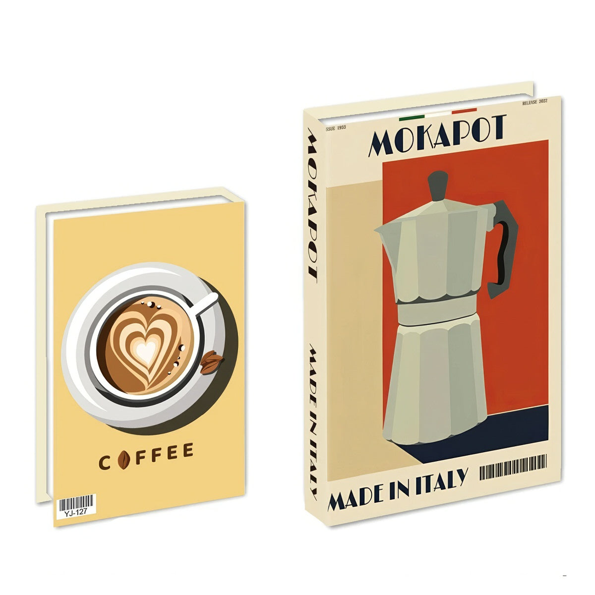 coffe time print cute fake book box storage 