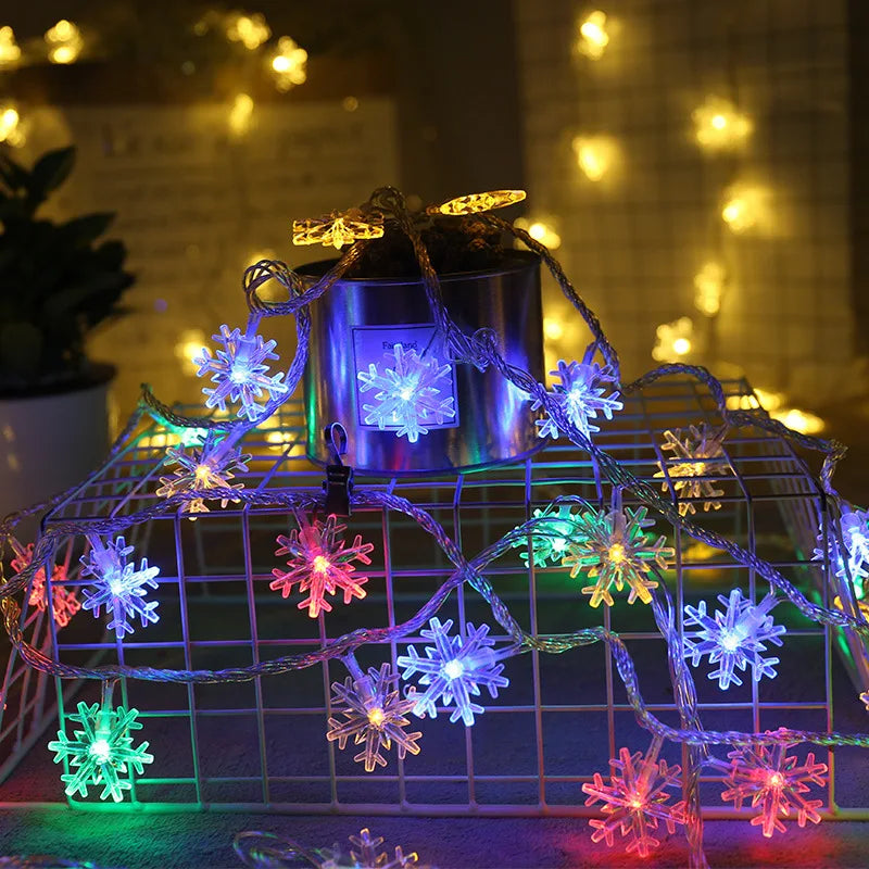 aesthetic led lights snow flake string fairy christmas lights roomtery