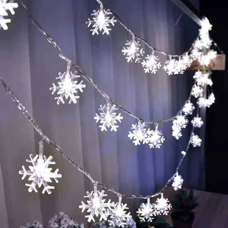 aesthetic led lights snow flake string fairy christmas lights roomtery