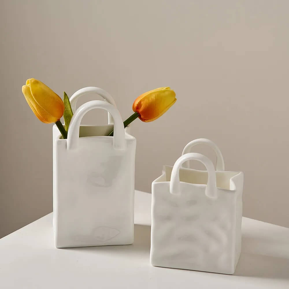 paper bag shaped aesthetic ceramic table top vase roomtery