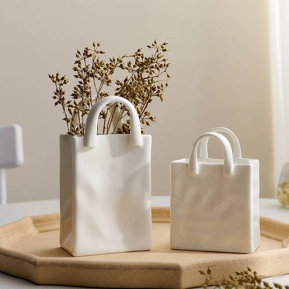 paper bag shaped aesthetic ceramic table top vase roomtery