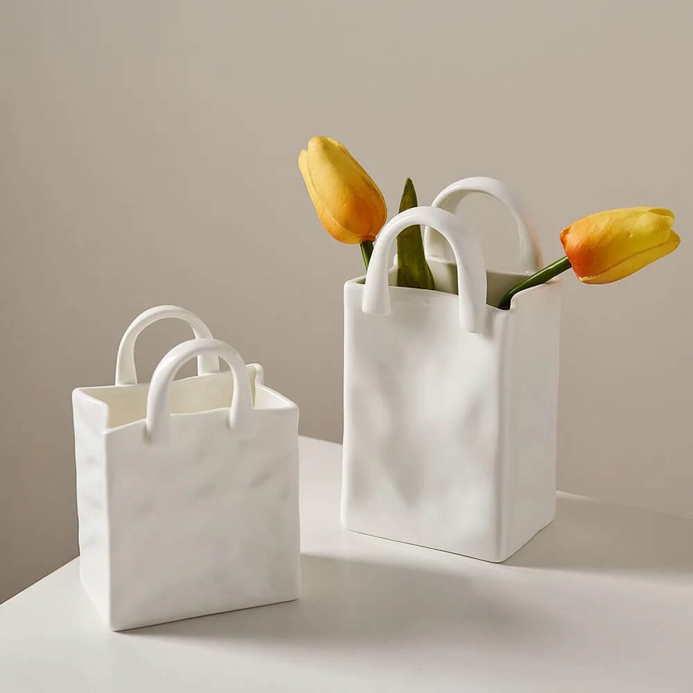 paper bag shaped aesthetic ceramic table top vase roomtery