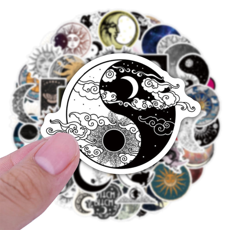 spiritual aesthetic sun and moon print stickers roomtery