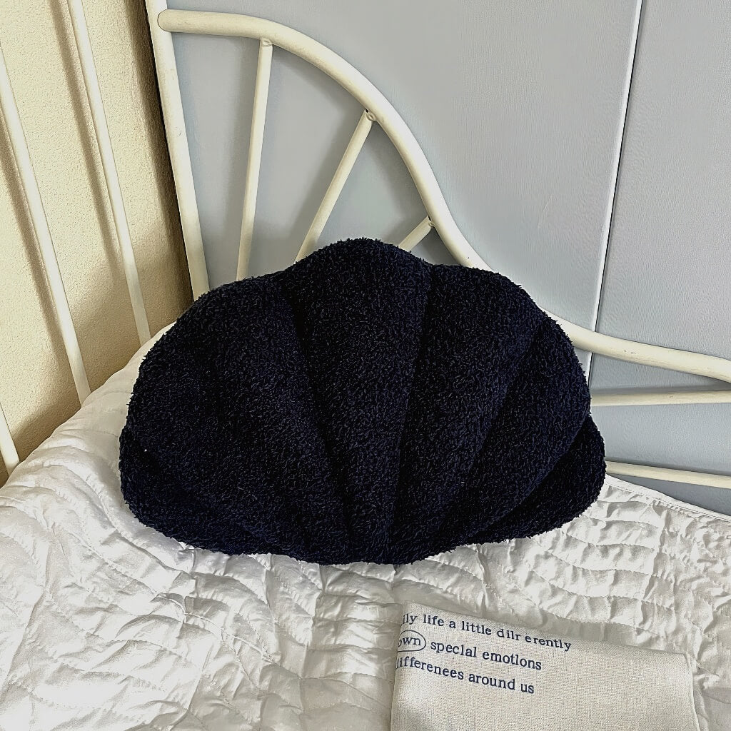 terry seashell shaped plush throw cushion 