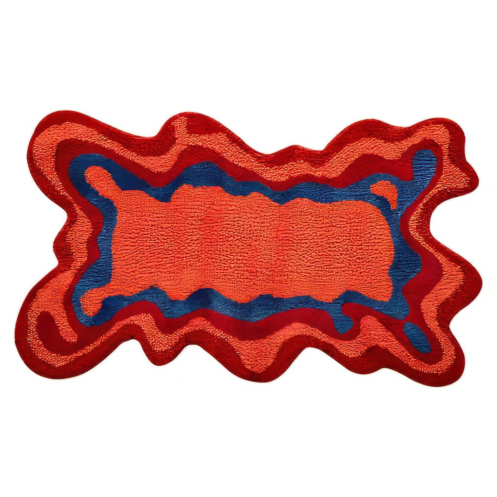 bright 70s retro aesthetic irregular blob accent throw rug