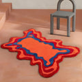 bright 70s retro aesthetic irregular blob accent throw rug