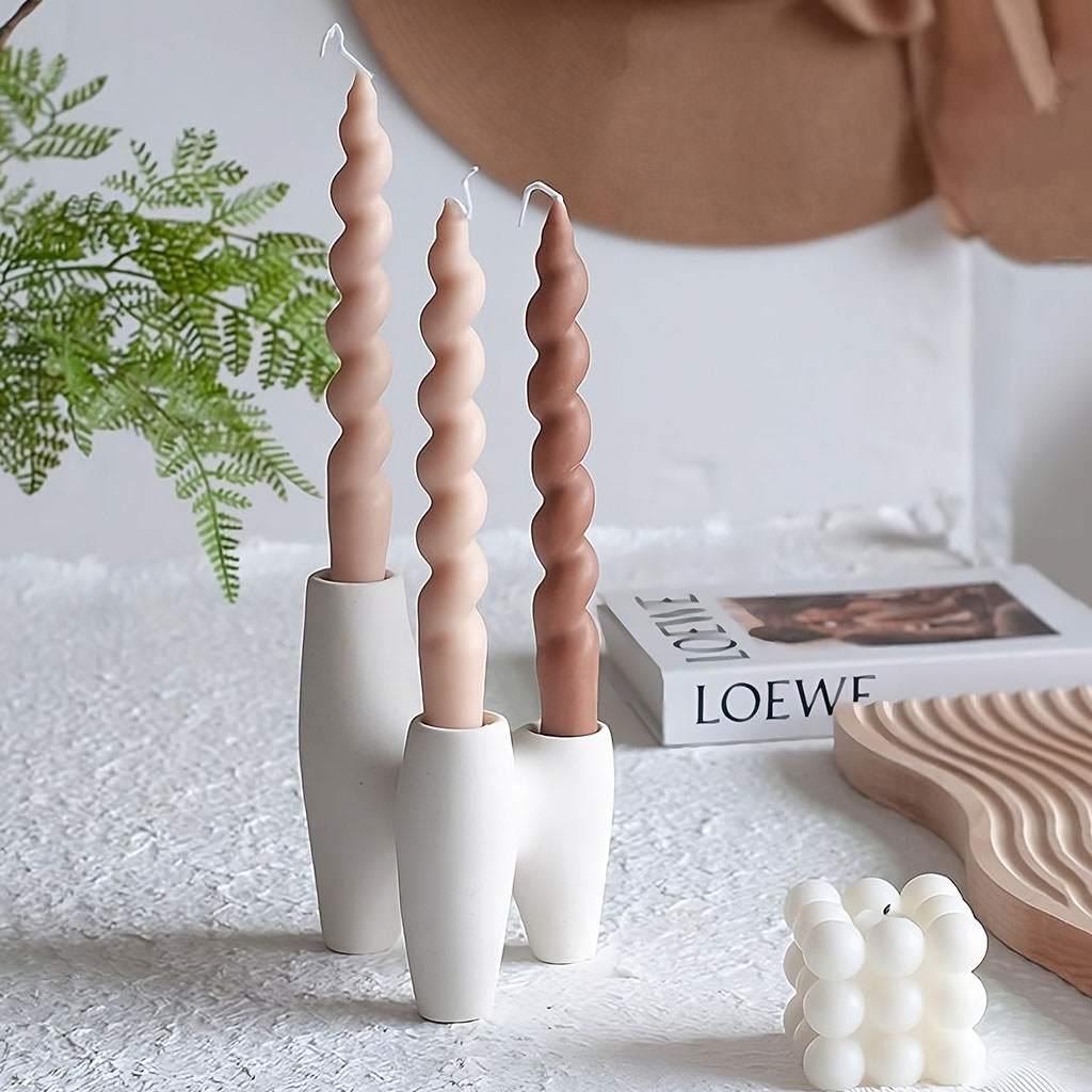 abstract triple ceramic candle holder