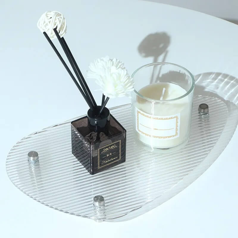 grooved acrylic irregular shaped decorative coaster for desk organization and decor