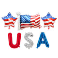 Patriotic American Flag Foil Balloons Set - USA Letters & Flag Set 6 pcs
