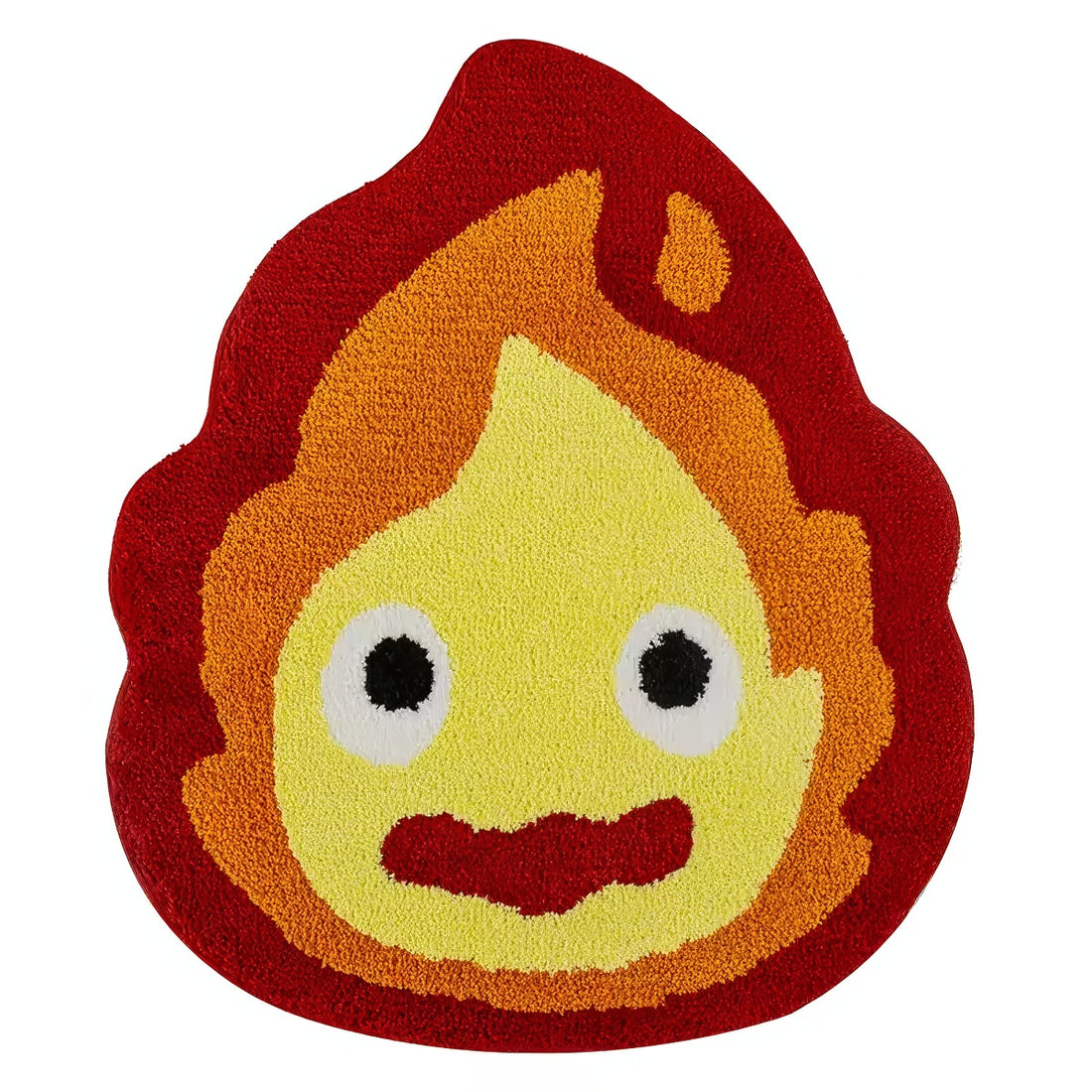 Flame-shaped rug with a cartoon face from anime