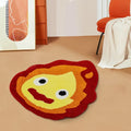 Flame-shaped rug with a cartoon face from anime