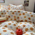 autumn orange pumpkins pattern print aesthetic bedding duvet cover set roomtery