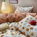 autumn orange pumpkins pattern print aesthetic bedding duvet cover set roomtery