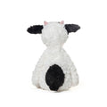 cute furry black and white baby cow plush toy