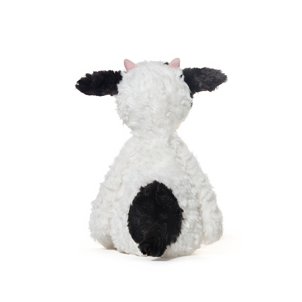 cute furry black and white baby cow plush toy